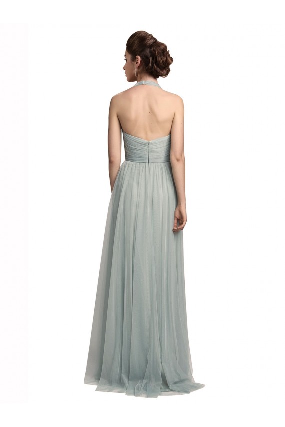 Tulle Halter Neck Sleeveless Long Bridal Party Dress / Evening Dress Kent