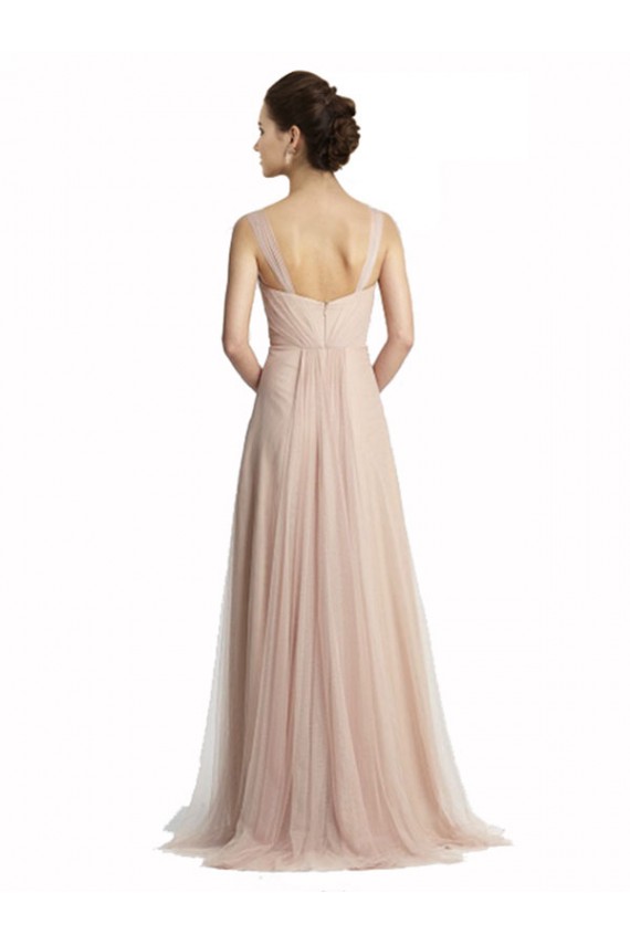 Tulle Square Neck Sleeveless Long Bridesmaid Evening Dress Kent