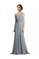 Tulle One Shoulder Sleeveless Slate Grey Long Bridesmaid Dress Kent