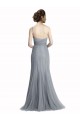 Tulle One Shoulder Sleeveless Slate Grey Long Bridesmaid Dress Kent