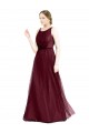 Tulle Boat Neck Sleeveless Keyhole Back Long Semi Formal Evening Dress / Bridesmaid Dress Kent