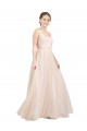 Tulle Scoop Neck Sleeveless Open Back Long Semi Formal Evening Dress / Bridesmaid Dress Kent