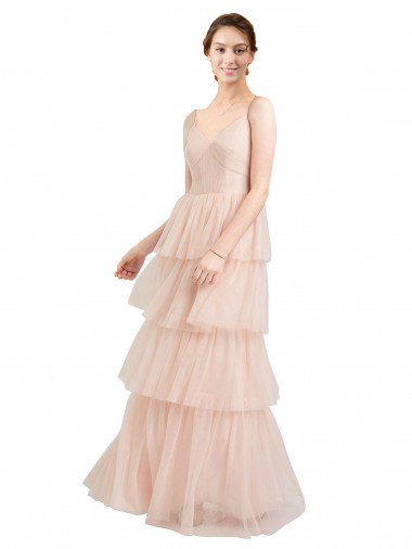 Tulle V-Neck Sleeveless Long Semi Formal Evening Dress / Bridesmaid Dress Kent