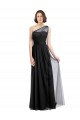 Tulle One Shoulder Sleeveless Black Long Bridesmaid Dress Kent