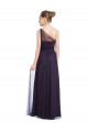 Tulle One Shoulder Sleeveless Black Long Bridesmaid Dress Kent