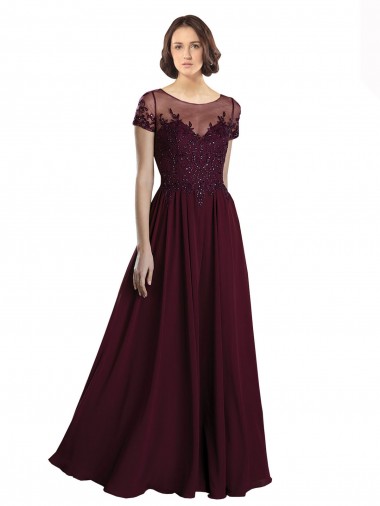 Tulle & Soft Chiffon Jewel Neck Cap Sleeves Long Bridesmaid Dress Kent