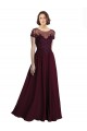Tulle & Soft Chiffon Jewel Neck Cap Sleeves Long Bridesmaid Dress Kent