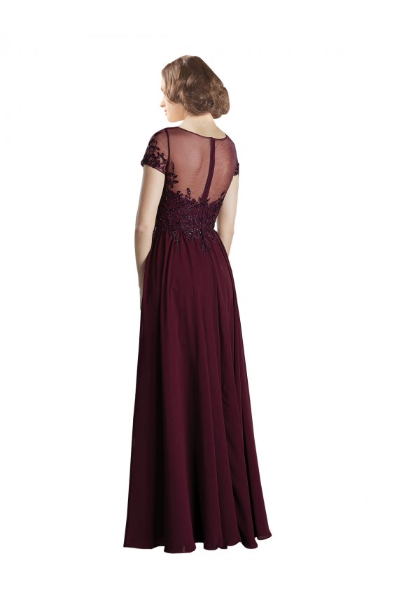 Tulle & Soft Chiffon Jewel Neck Cap Sleeves Long Bridesmaid Dress Kent