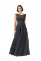 Tulle & Lace Bateau Neck Cap Sleeves Long Bridesmaid Dress Kent