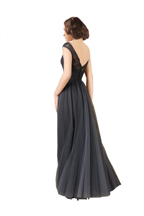 Tulle & Lace Bateau Neck Cap Sleeves Long Bridesmaid Dress Kent