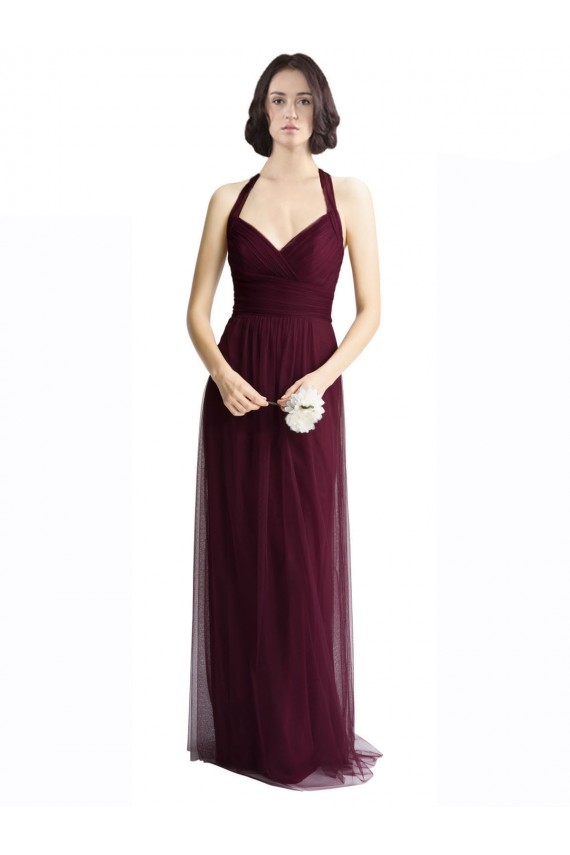 Tulle Halter Neck Sleeveless Keyhole Back Long Bridesmaid Dress / Evening Dress Kent