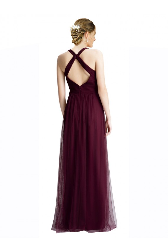 Tulle Halter Neck Sleeveless Keyhole Back Long Bridesmaid Dress / Evening Dress Kent