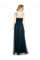 Tulle V-Neck Sleeveless Blue Long Bridesmaid Dress Kent