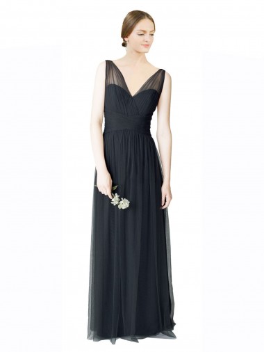 Tulle V-Neck Sleeveless V-Back Long Formal Dress / Bridesmaid Dress Kent