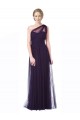Tulle One Shoulder Sleeveless Plum Long Bridesmaid Dress Kent