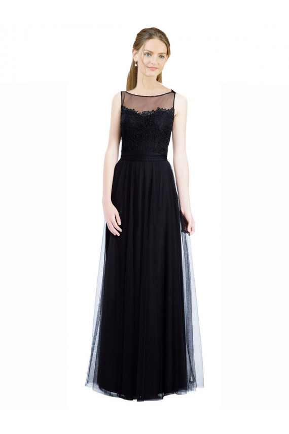 Tulle & Lace Bateau Neck Sleeveless Low Back Long Bridesmaid Dress Kent