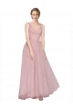 Tulle V-Neck Sleeveless V-Back Pink Long Bridesmaid Dress Kent