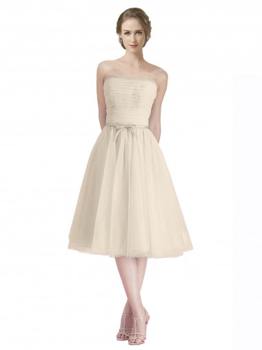 Tulle Strapless Sleeveless Cocktail Length Bridesmaid Dress Kent