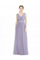 Tulle V-Neck Sleeveless V-Back Lilac Long Bridesmaid Dress Kent