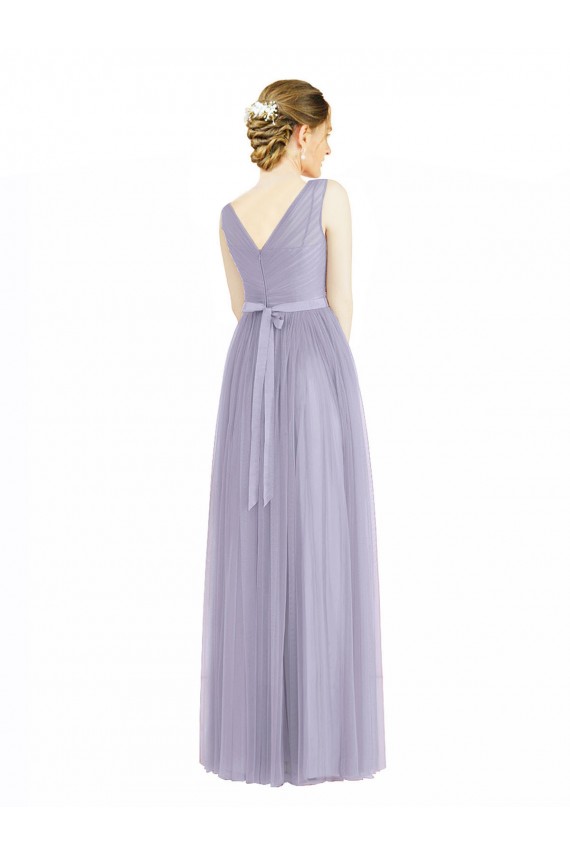 Tulle V-Neck Sleeveless V-Back Lilac Long Bridesmaid Dress Kent