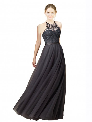 Tulle & Lace Sweetheart Sleeveless Open Back Long Bridesmaid Dress Kent