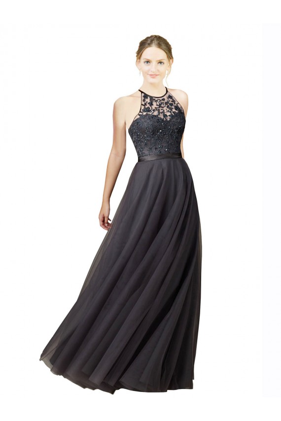 Tulle & Lace Sweetheart Sleeveless Open Back Long Bridesmaid Dress Kent