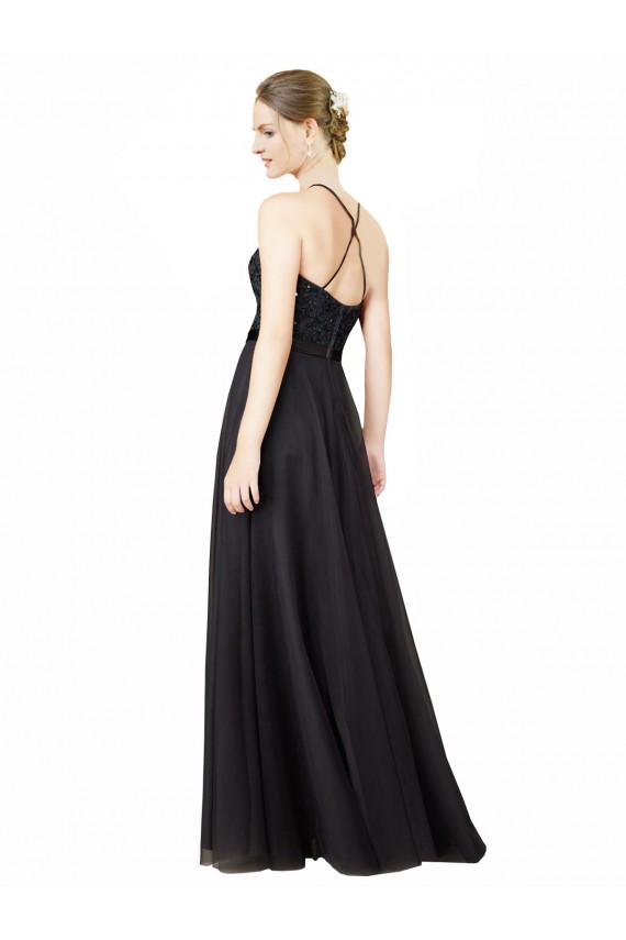 Tulle & Lace Sweetheart Sleeveless Open Back Long Bridesmaid Dress Kent
