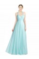 Tulle Spaghetti Straps Sleeveless Low Back Mint Green Long Bridesmaid Dress Kent