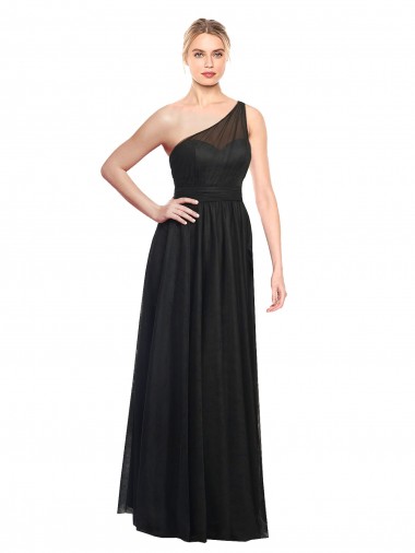 Tulle One Shoulder Sleeveless Long Bridesmaid Dress / Evening Dress Kent