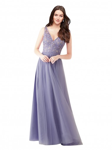 Tulle & Lace Sweetheart Sleeveless V-Back Long Formal Dress / Bridesmaid Dress Kent