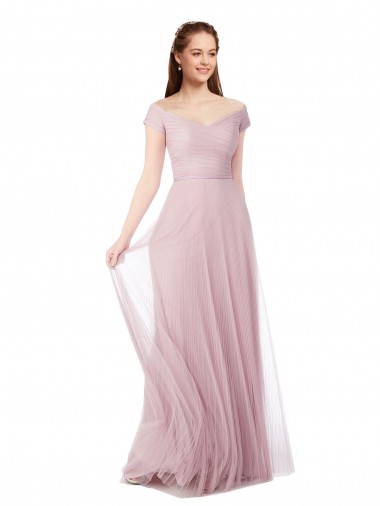 Tulle Off the Shoulder Sleeveless Long Bridesmaid Dress / Evening Dress Kent