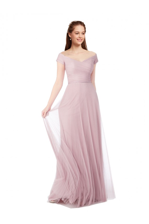 Tulle Off the Shoulder Sleeveless Long Bridesmaid Dress / Evening Dress Kent