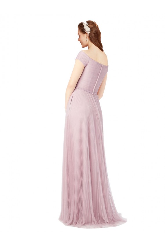 Tulle Off the Shoulder Sleeveless Long Bridesmaid Dress / Evening Dress Kent