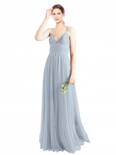 Tulle Spaghetti Straps Sleeveless Open Back Long Evening Dress / Bridesmaid Dress Kent