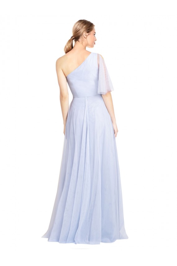 Tulle One Shoulder Flutter Sleeves Long Bridesmaid Dress Kent
