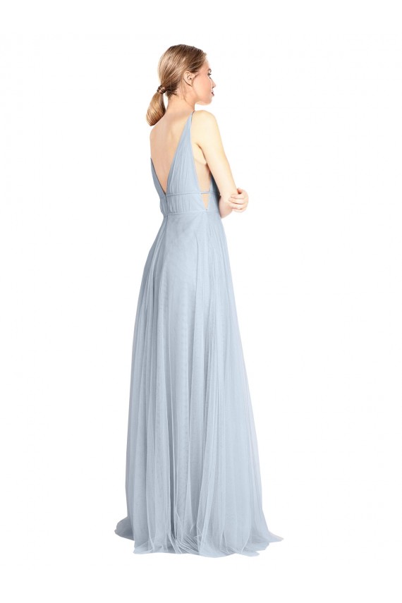 Tulle Spaghetti Straps Sleeveless V-Back Long Floor Length Bridesmaid Dress Kent