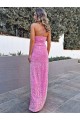 Velvet Sequin Halter Neck Sleeveless Long Prom Dress Kent