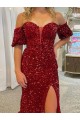 Velvet Sequin Off the Shoulder Short Sleeves Court Train Prom Dress / Evening Dress Kent