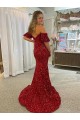 Velvet Sequin Off the Shoulder Short Sleeves Court Train Prom Dress / Evening Dress Kent
