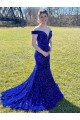 Velvet Sequin Off the Shoulder Sleeveless Sweep Train Prom Dress Kent
