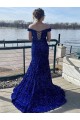 Velvet Sequin Off the Shoulder Sleeveless Sweep Train Prom Dress Kent