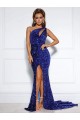 Velvet Sequin One Shoulder Sleeveless Court Train Prom Dress / Evening Dress Kent