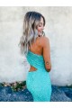 Velvet Sequin One Shoulder Sleeveless Sweep Train Prom Dresses Kent