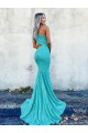 Velvet Sequin One Shoulder Sleeveless Sweep Train Prom Dresses Kent