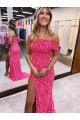 Velvet Sequin One Shoulder Sleeveless Sweep Train Evening Gown Kent