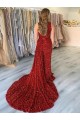 Velvet Sequin One Shoulder Sleeveless Court Train Prom Dress Kent