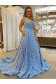 Velvet Sequin Scoop Neck Sleeveless Court Train Prom Dress / Evening Dress Kent
