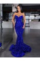 Velvet Sequin Spaghetti Straps Sleeveless Mermaid Sweep Train Evening Gown / Prom Dress Kent