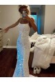 Velvet Sequin Spaghetti Straps Sleeveless Sweep Train Evening Dress Kent