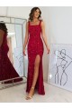 Velvet Sequin Square Neck Sleeveless Long Prom Dress Kent